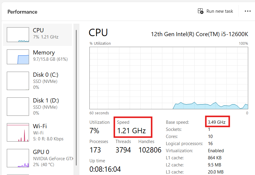 CPU clock cycles (Base and Current)