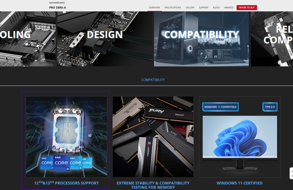 check cpu compatibility list from motherboard page