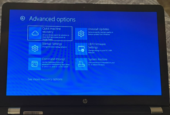 Windows recovery environment