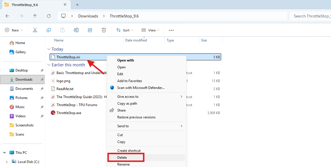 Delete the throttlestop.ini folder in case if something goes wrong. Only if you can get into the safe mode.