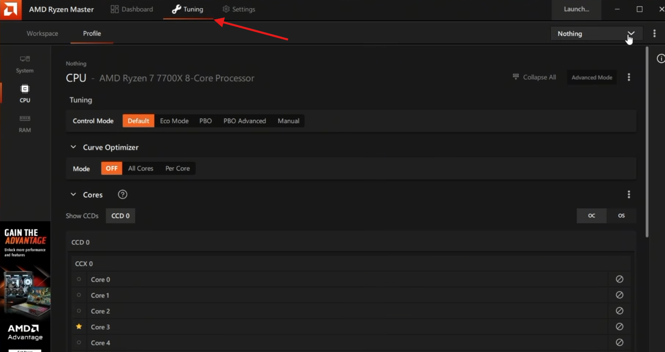 Go to the Tuning section in Ryzen master
