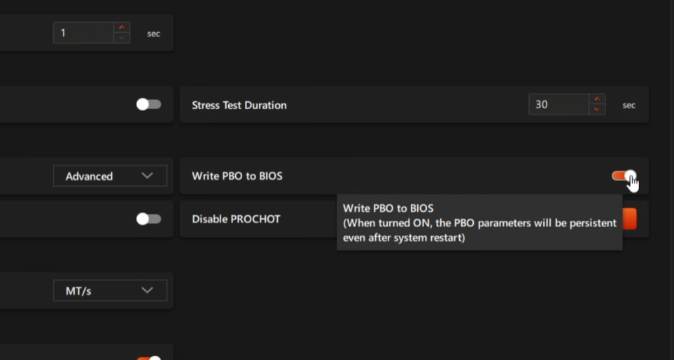 Enable Write PBO to BIOS option in Ryzen Master