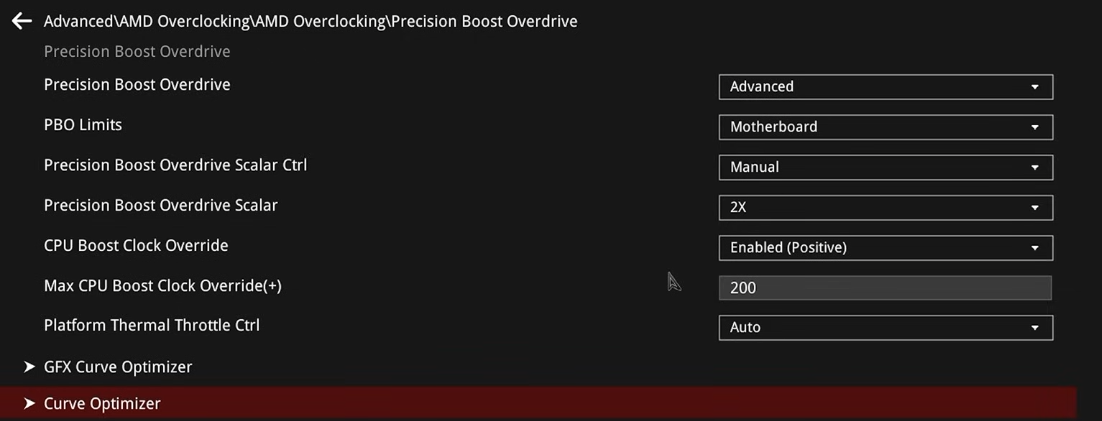 PBO recommended settings