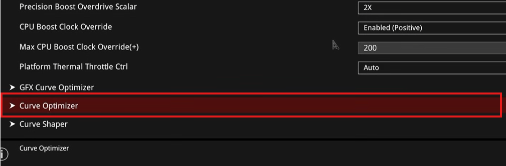 Click curve optimizer to open it