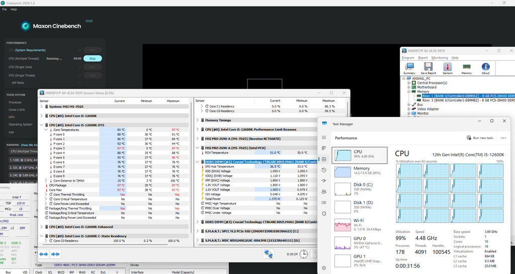 HWiNFO data along with task manager