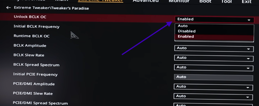 Unlock BCLK OC in Asus motherboard for Non-K Intel CPus