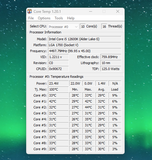 Core Temp (screenshot)