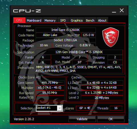 CPU-Z screenshot