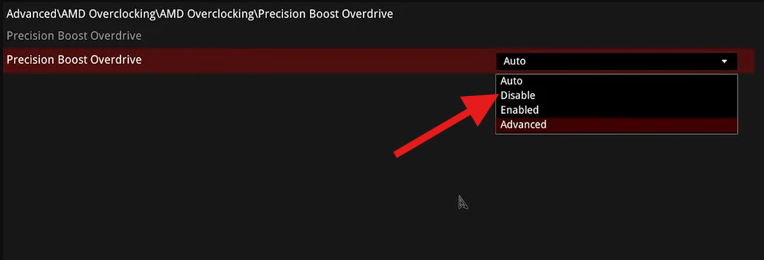 Set PBO to Auto or Disabled