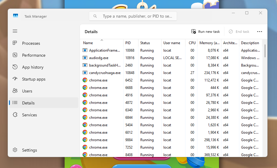 Go to details tab in Windows Task Manager