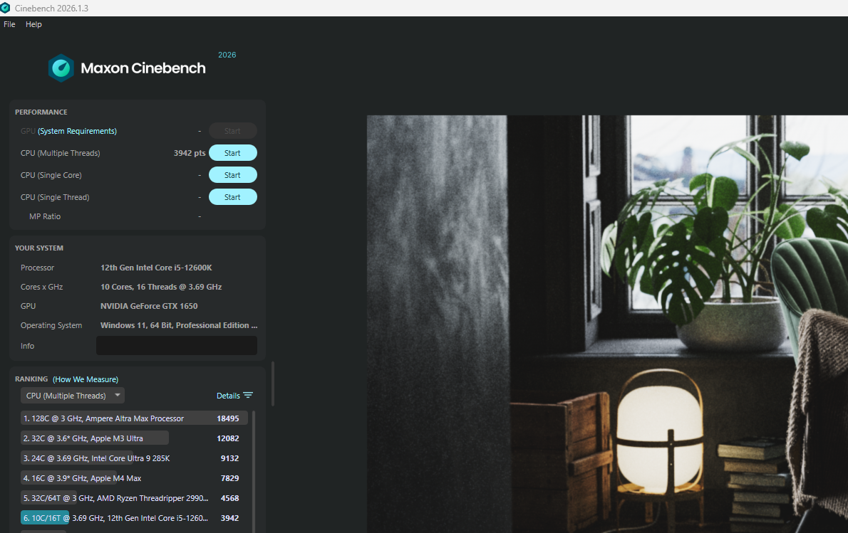 Running a Cinebench multi-thread test