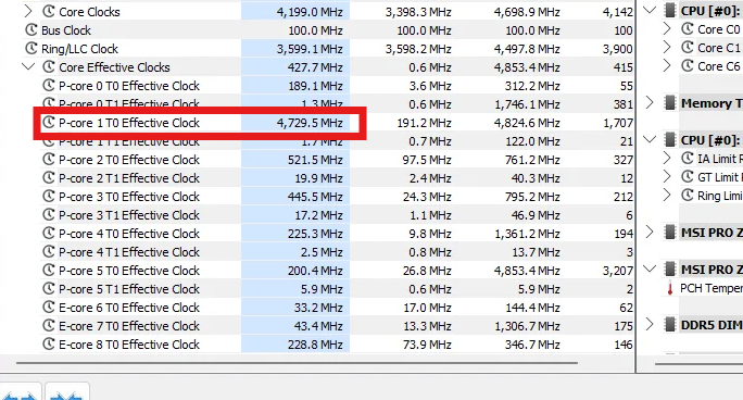 single-core reaching boost clock in HWiNFO